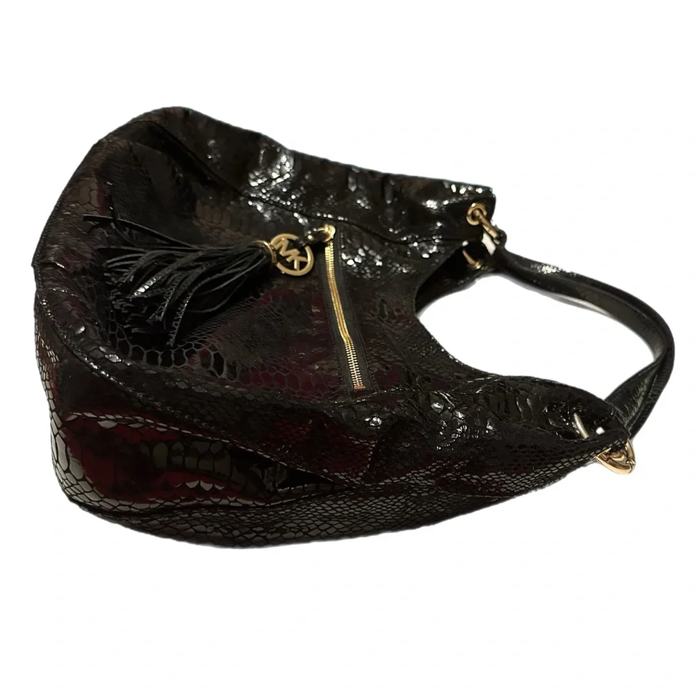 Michael Kors black, reptile print hobo‎ style bag